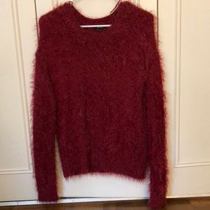 Fuzzy warm red sweater